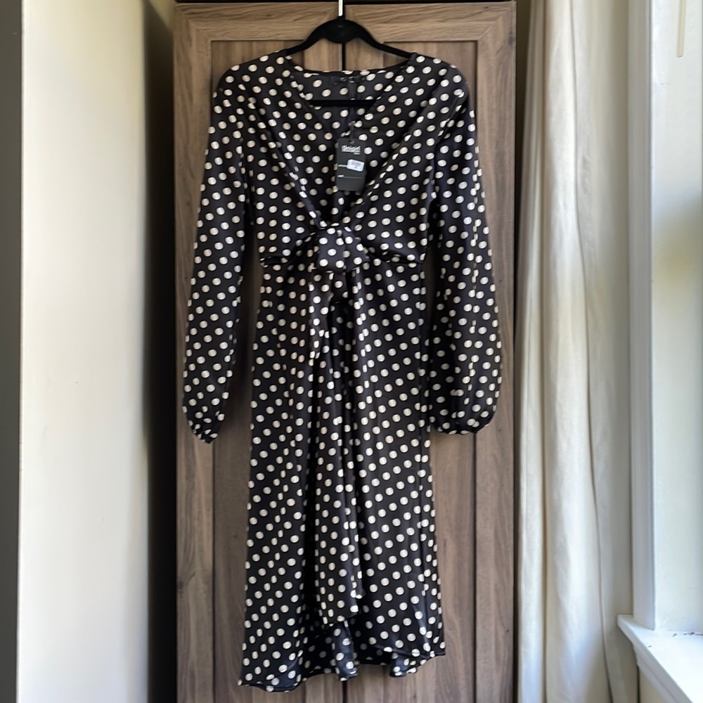 Women’s long sleeve faux wrap dress
